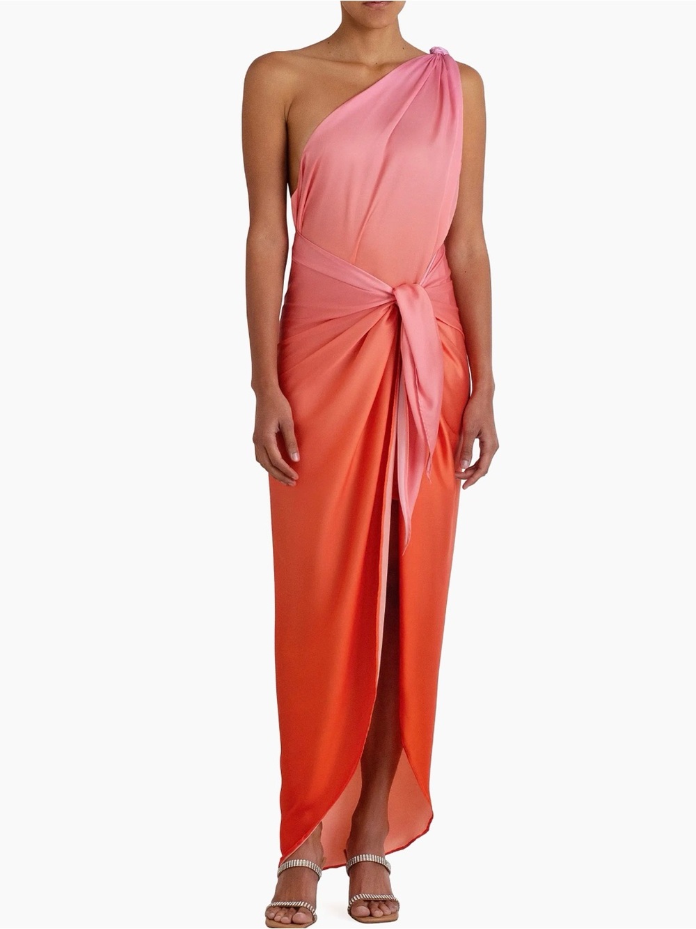 Baobab Collection Marea One ShoulderPink to Orange Maxi Dress